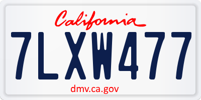 CA license plate 7LXW477