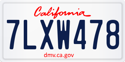 CA license plate 7LXW478