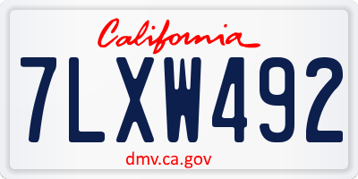 CA license plate 7LXW492