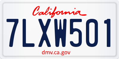 CA license plate 7LXW501