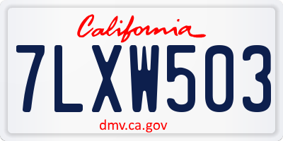CA license plate 7LXW503