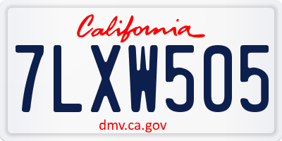 CA license plate 7LXW505