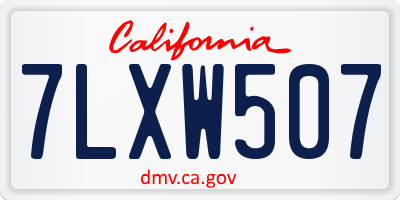 CA license plate 7LXW507