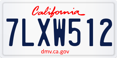 CA license plate 7LXW512