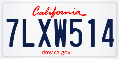 CA license plate 7LXW514