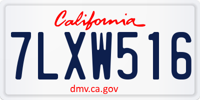 CA license plate 7LXW516