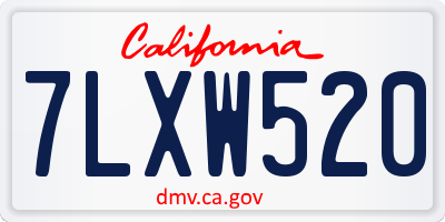 CA license plate 7LXW520