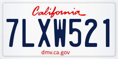 CA license plate 7LXW521
