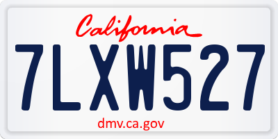 CA license plate 7LXW527