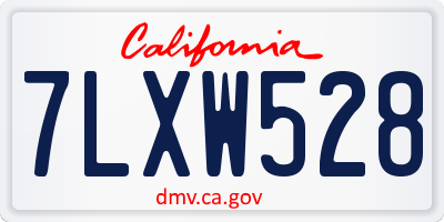 CA license plate 7LXW528