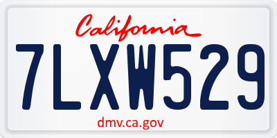CA license plate 7LXW529