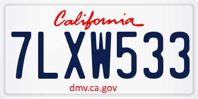 CA license plate 7LXW533