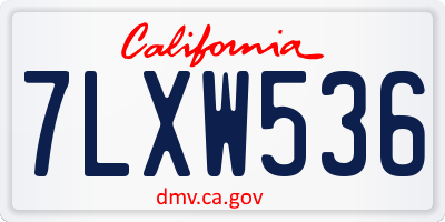 CA license plate 7LXW536