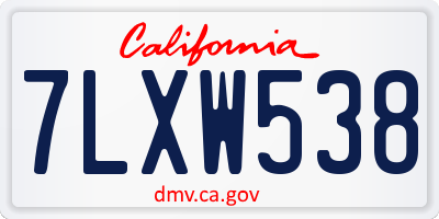 CA license plate 7LXW538