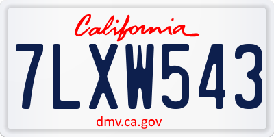 CA license plate 7LXW543