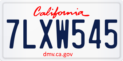 CA license plate 7LXW545