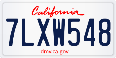 CA license plate 7LXW548