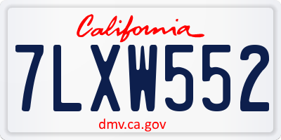 CA license plate 7LXW552