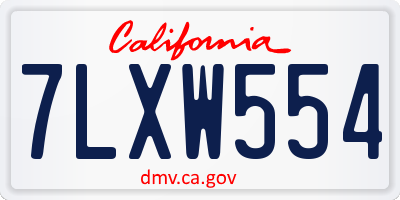 CA license plate 7LXW554