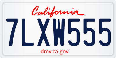 CA license plate 7LXW555