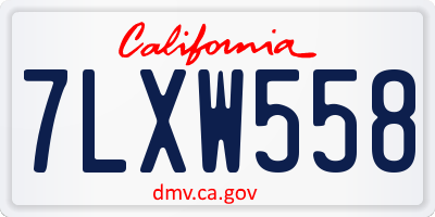 CA license plate 7LXW558