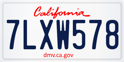 CA license plate 7LXW578