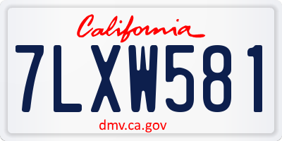 CA license plate 7LXW581