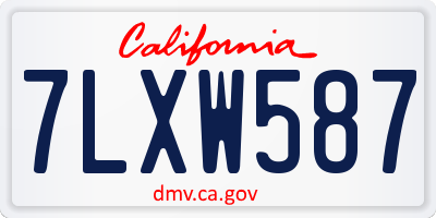 CA license plate 7LXW587