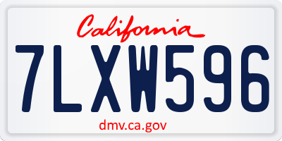 CA license plate 7LXW596