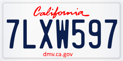 CA license plate 7LXW597