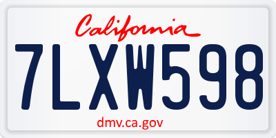 CA license plate 7LXW598