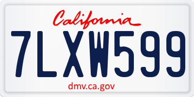 CA license plate 7LXW599