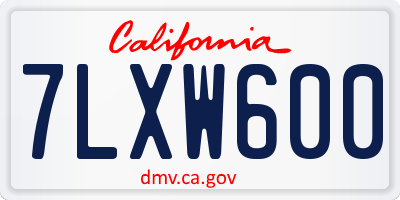 CA license plate 7LXW600