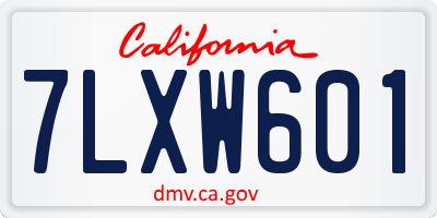CA license plate 7LXW601