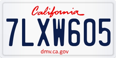 CA license plate 7LXW605
