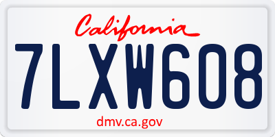 CA license plate 7LXW608