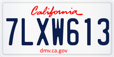 CA license plate 7LXW613