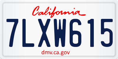 CA license plate 7LXW615
