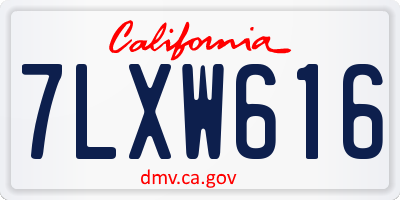 CA license plate 7LXW616