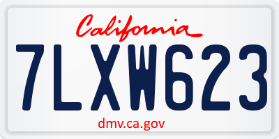 CA license plate 7LXW623