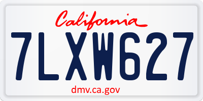 CA license plate 7LXW627
