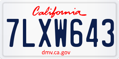 CA license plate 7LXW643