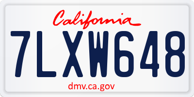 CA license plate 7LXW648