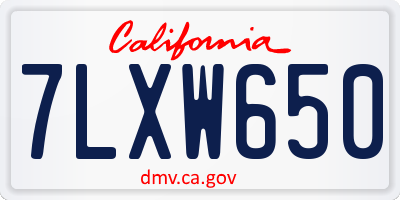 CA license plate 7LXW650