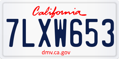 CA license plate 7LXW653