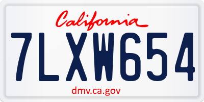CA license plate 7LXW654