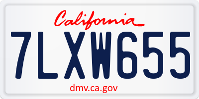 CA license plate 7LXW655