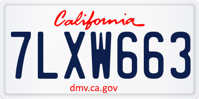 CA license plate 7LXW663