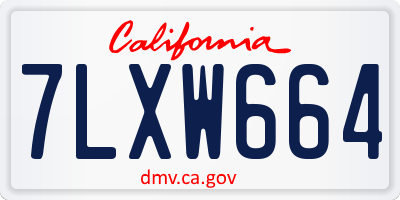 CA license plate 7LXW664