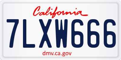 CA license plate 7LXW666